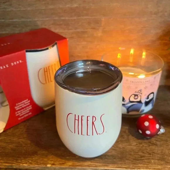 NEW 2 (Two) Rae Dunn - Insulated Stainless Steel Stemless Wine Glasses - CHEERS - Picture 15 of 15